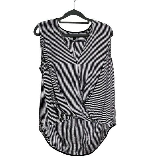 Rag and Bone 100% Silk White Black Stripe Sleeveless Victor Blouse‎ Size Small - Picture 1 of 11